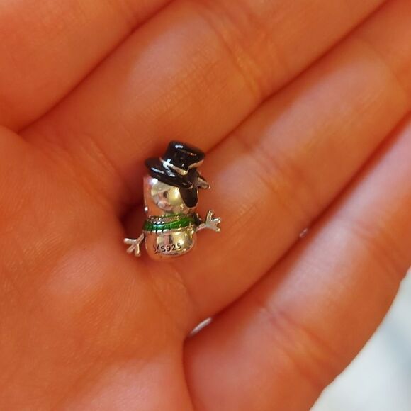 925 Sterling Silver Snowman Charm - Picture 6 of 7